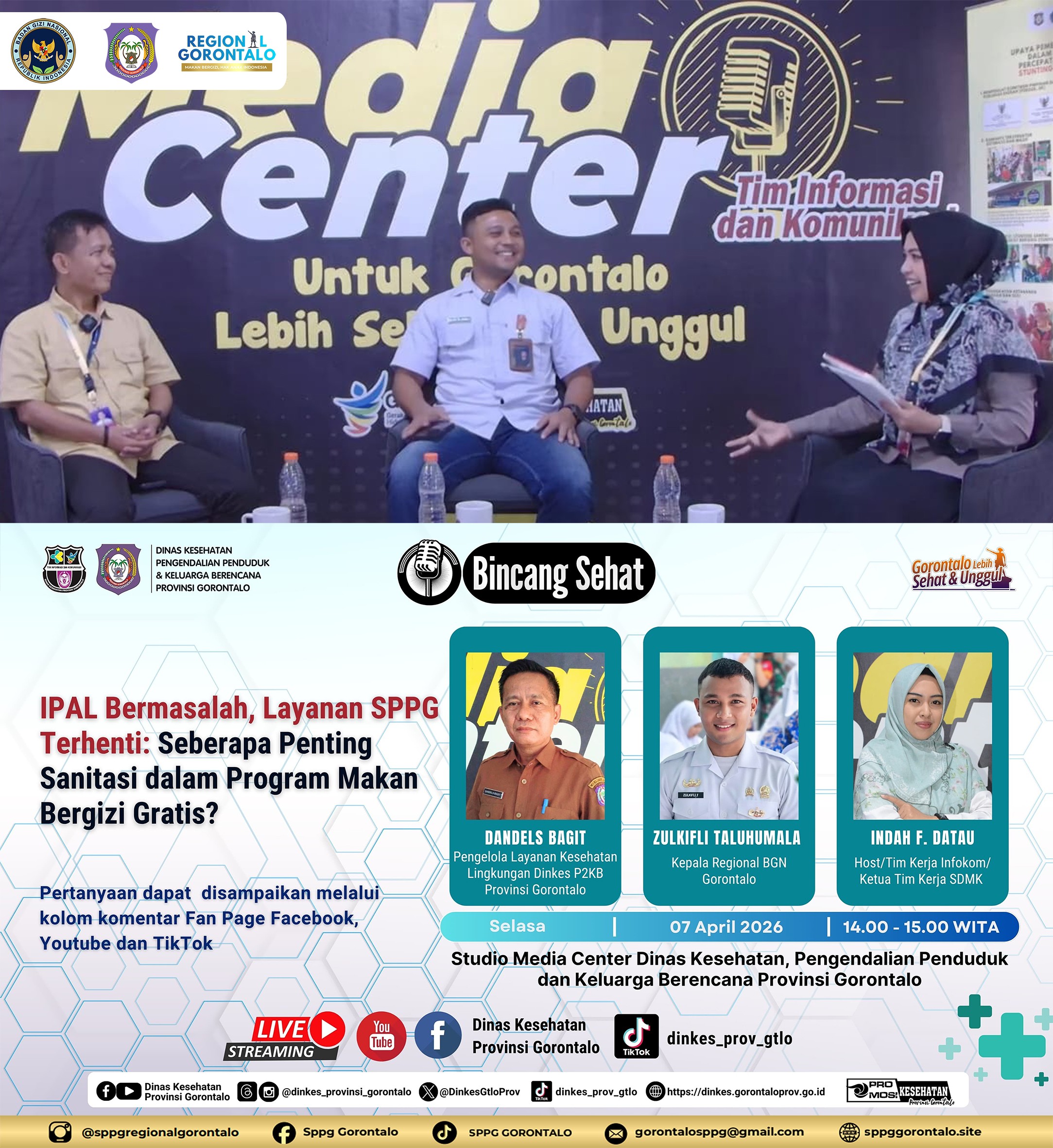 Melalui Podcast Bincang Sehat, BGN Gorontalo dan Dinas Kesehatan Provinsi Gorontalo Tekankan Pentingnya IPAL dalam Program MBG