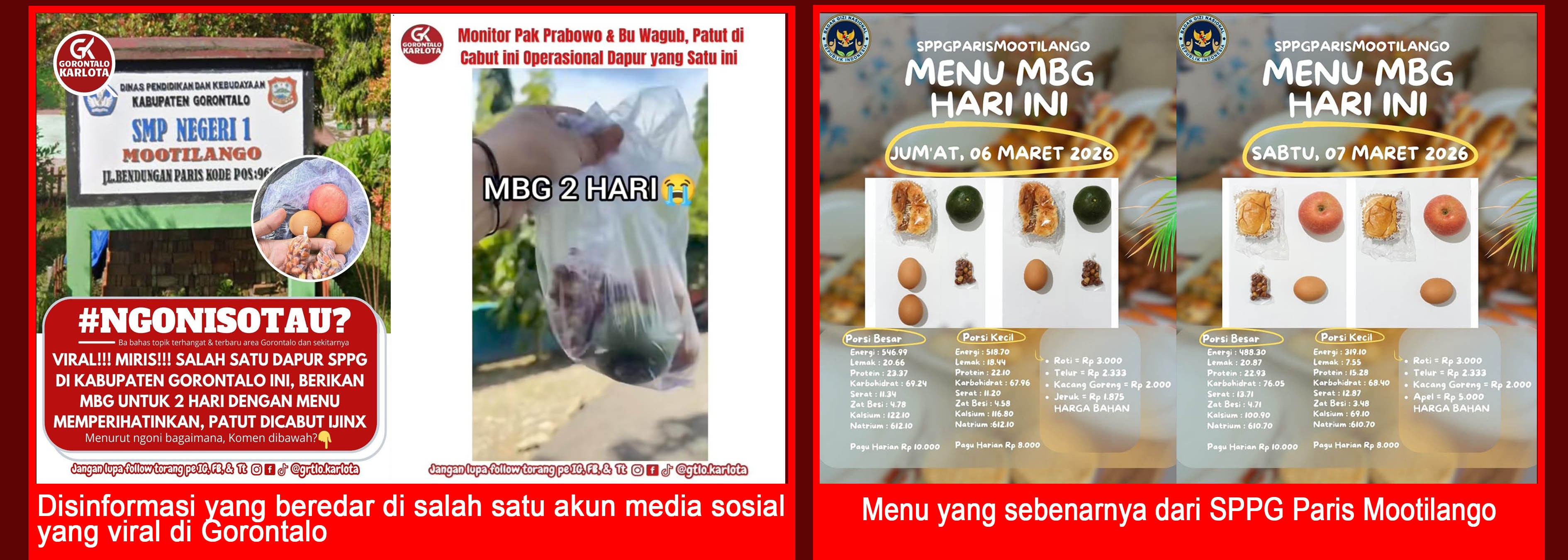 Viral Video Menu MBG di Gorontalo Diduga Tidak Sesuai Fakta, SPPG Paris Mootilango Beri Klarifikasi